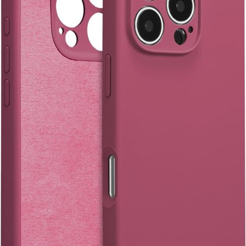 for iPhone 16 Pro Case Silicone,with [Full Camera Protection][Soft Anti-Scratch Microfiber Lining],Liquid Silicone Ultra Slim Shockproof Phone Case for Men Women Girls-Wine Red