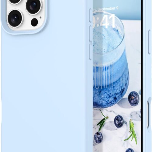 Case for iPhone 16 Pro 6.3'' Case Smooth Liquid Silicone Soft Gel Rubber Microfiber Lining Cushion Cover Shockproof Protective Phone Cases Compatible with iPhone 16 Pro - Light Blue