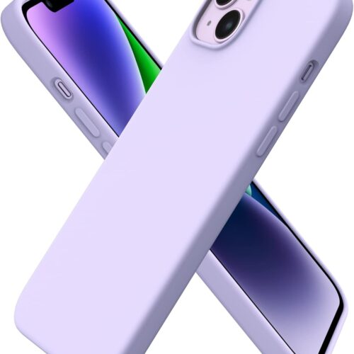 Compatible with iPhone 14 Plus Case 6.7, Slim Liquid Silicone 3 Layers Full Covered Soft Gel Rubber Phone Case Protective Cover 6.7 Inch-Pastel Lilac