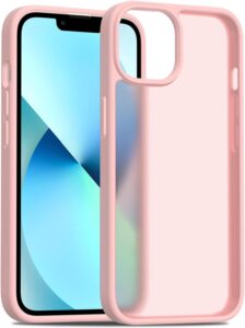 Phone Case Compatible with iPhone 14 Plus, Pink Case Translucent Protective Bumper Matte Hard Back Cover for 6.7 Inch