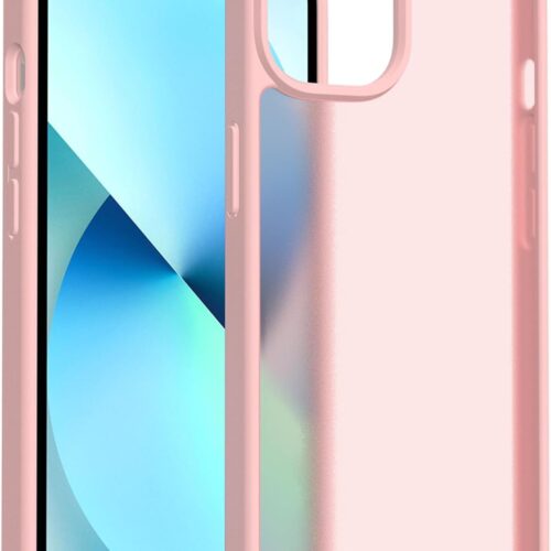 Phone Case Compatible with iPhone 14 Plus, Pink Case Translucent Protective Bumper Matte Hard Back Cover for 6.7 Inch