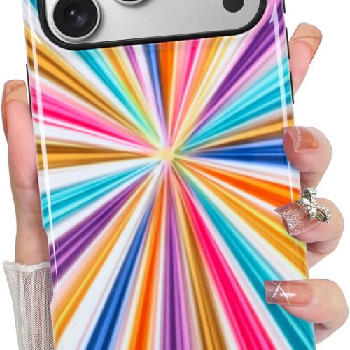 Compatible with iPhone 17 Pro Case , Aesthetic Ray Cute Pattern, Support for  Shockproof Cover for Girls Women -Color