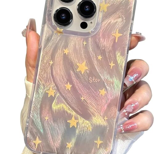 Phone Hard Case 6.7 inch Compatible with iPhone 15 Pro Max Case  Release Slim Holographic Fade Star Women Girls, Hard PC Shockproof Protective Design