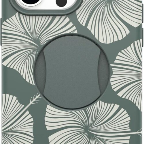 iPhone 15 Pro Max Protective Case - Island Resort Green, featuring a built-in anti-slip design, slim and stylish profile, easy snap-on construction, and raised edges to protect the camera and screen.