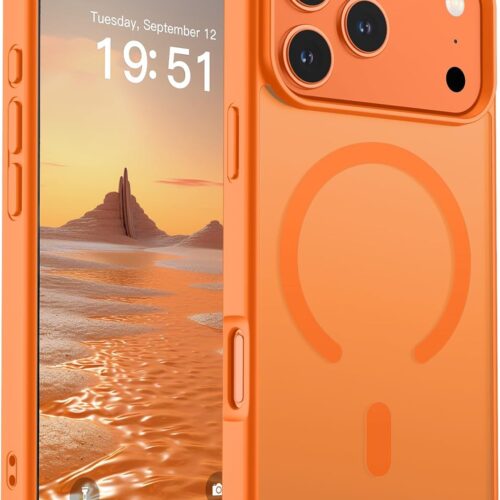 Magnetic for iPhone 17 Pro Case (Compatible with )(Military Grade Drop Protection) Translucent Matte Shockproof with Anti-Fingerprint Phone Cover,Starry Orange